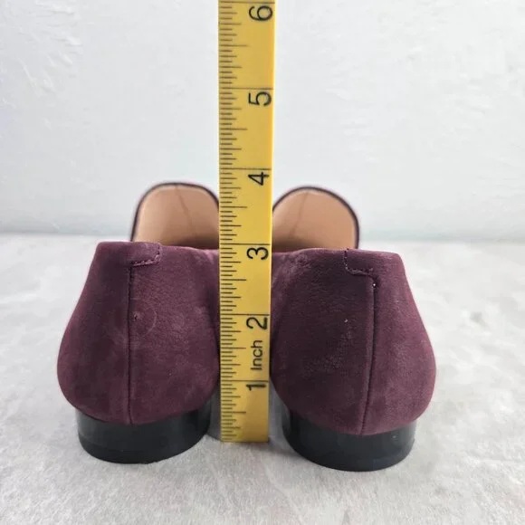 Nine West Slip On Loafers Size 8 Plum Purple Suede Preppy Square Toe Dress Shoes - Picture 5 of 11